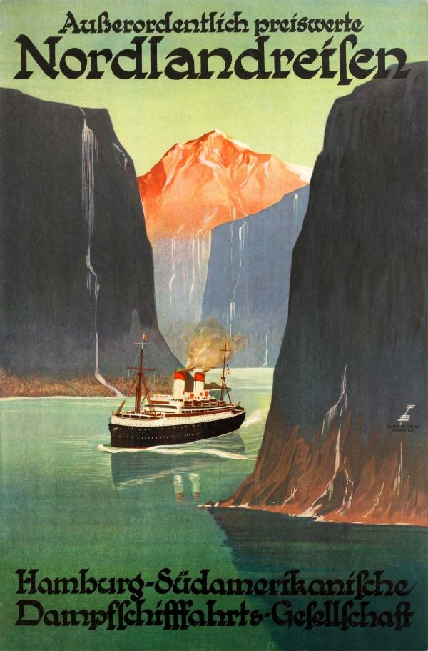 ancienne affiche publicitaire pour Hurtigruten