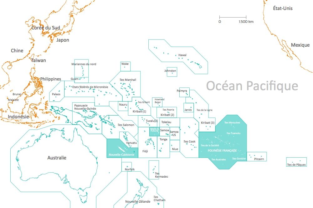 carte de la nouvelle calédonie. Où se situe les états fédérés de la Micronésie ?