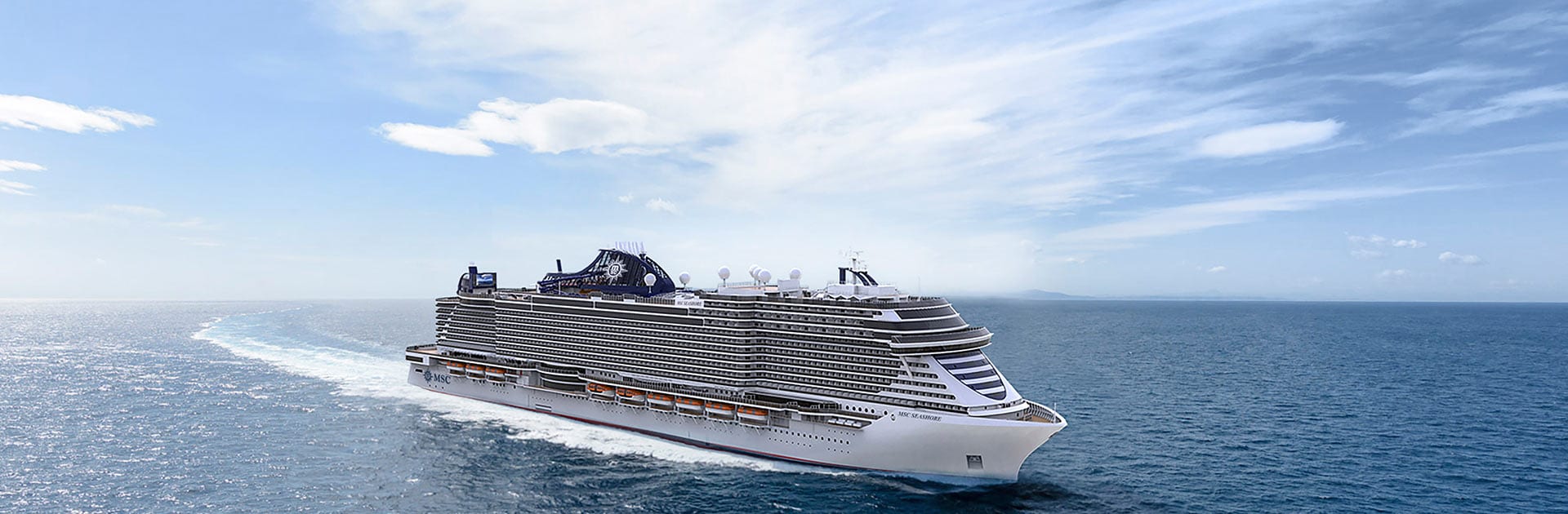 Le bateau de croisière MSC Seashore en mer