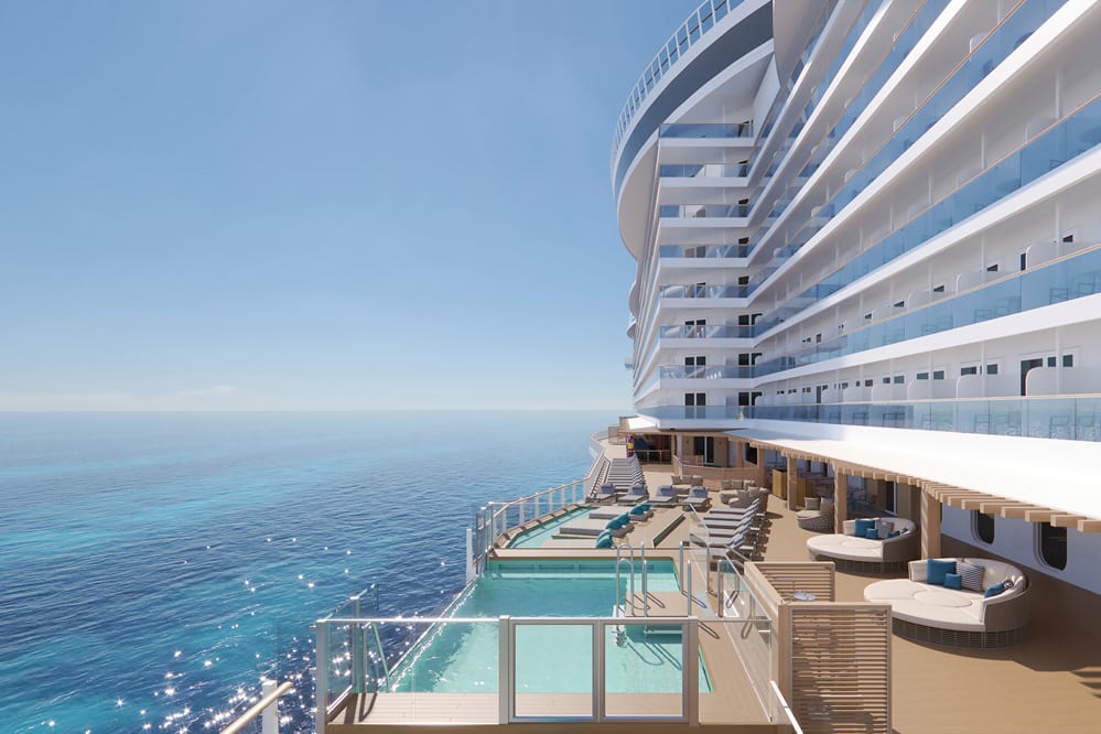 La piscine Infinity Beach, vue aérienne de côté gauche