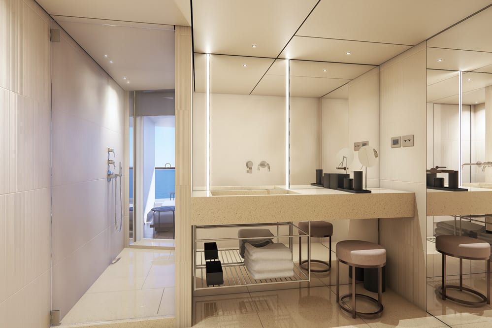La salle de bain de la suite "The Haven Suite" avec grand balcon