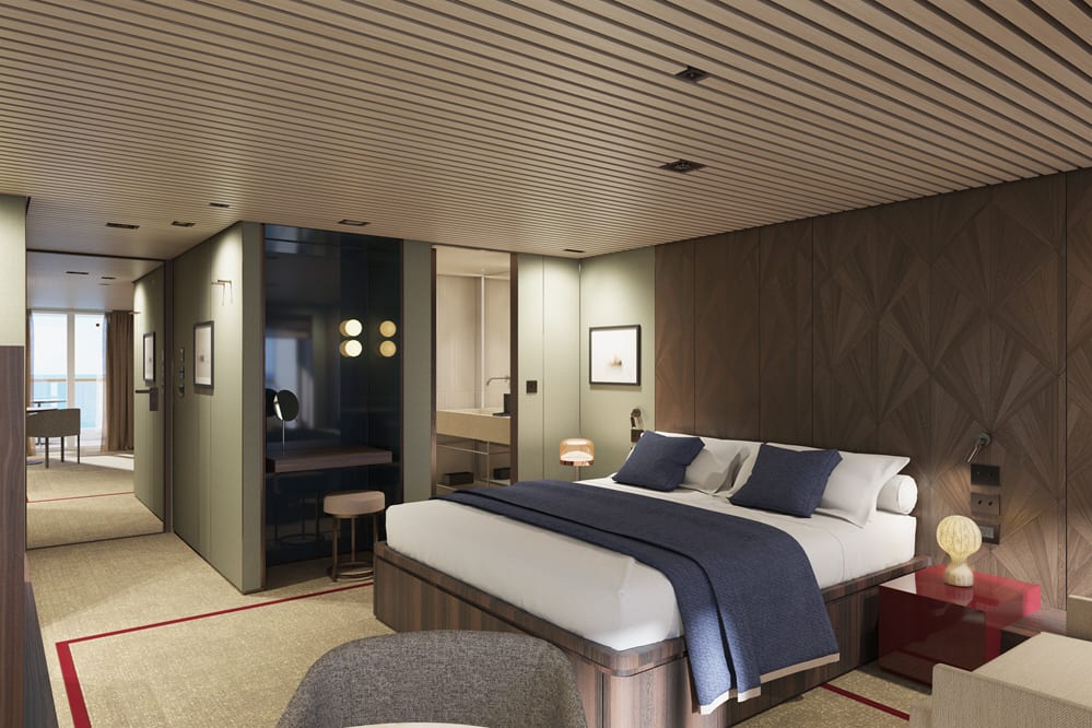 La salle de bain de la suite "The Haven Suite" avec grand balcon. Vue depuis le balcon