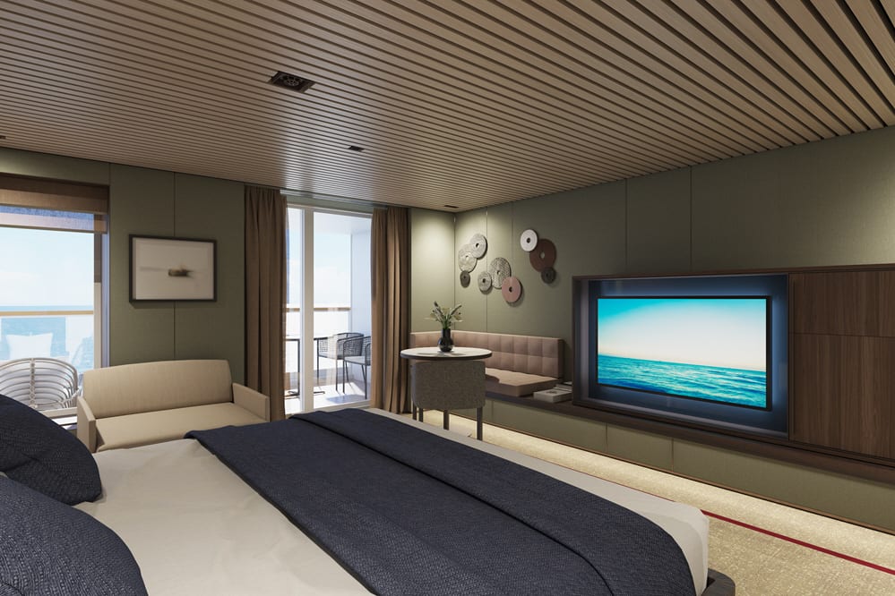 Le salon de la suite "The Haven Suite" avec grand balcon.