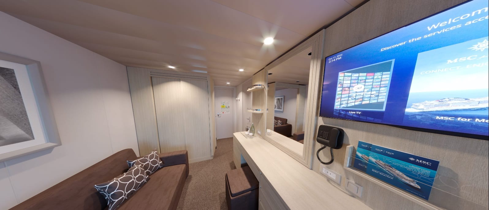 Cabine avec balcon, vue sur le salon