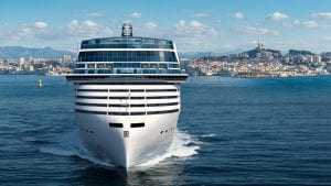 La vue sur la forme Y du navire MSC World Europa