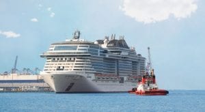 MSC Bellissima dans le port de Djeddah, Arabie Saoudite