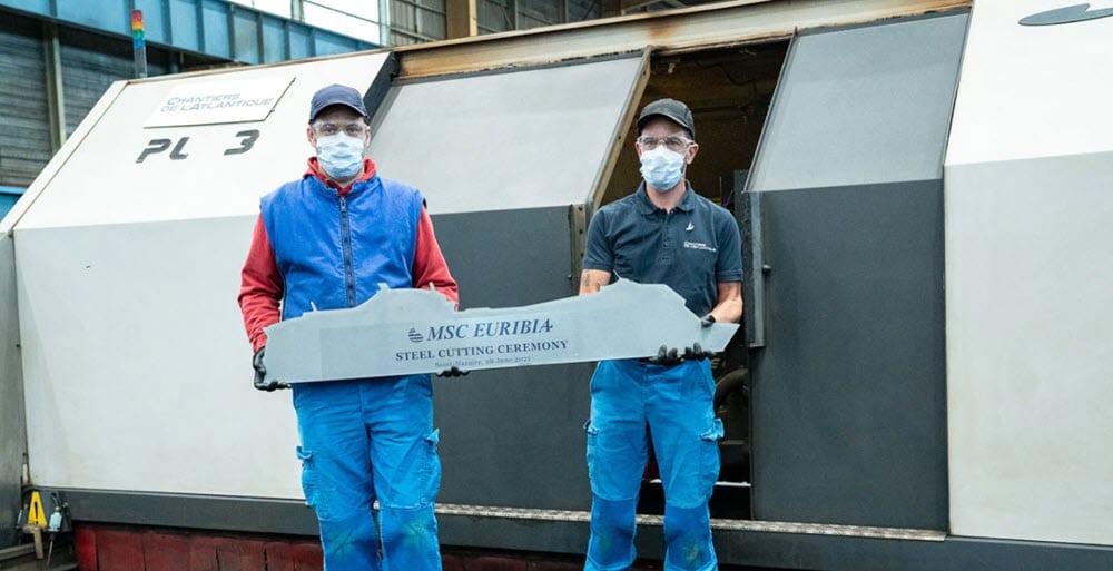 MSC Croisières et les Chantiers de l’Atlantique ont lancé la construction du MSC Euribia lors de la cérémonie des pièces du 28 juin 2021.