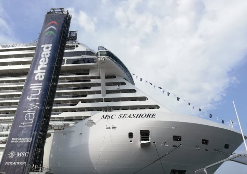 Le bateau MSC Seashore aux chantiers de Monfalcone est prêt à être livré
