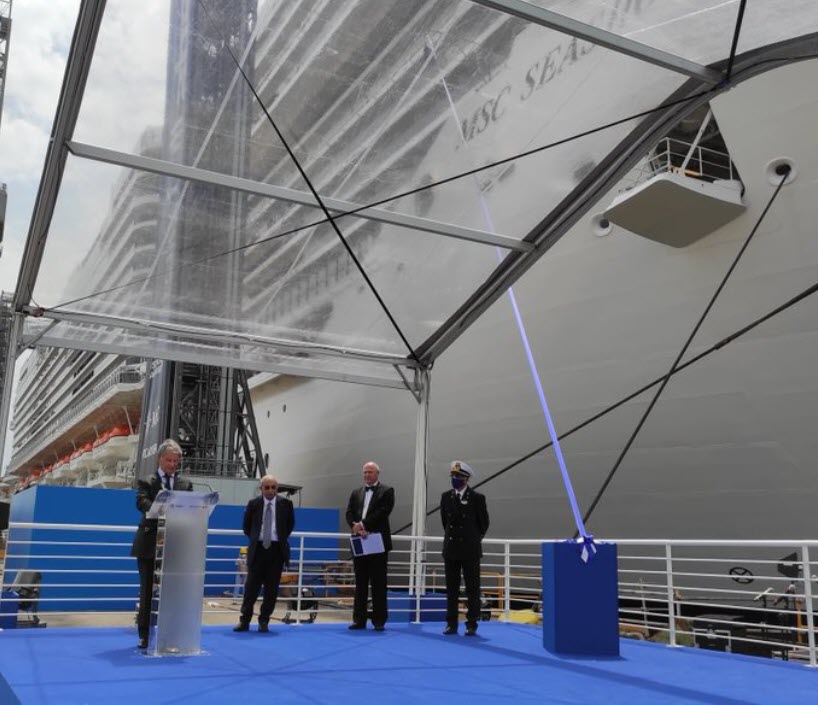 Le discounrs de M. Aponte, le fondateur de MSC, Mediterranean Shipping Company.